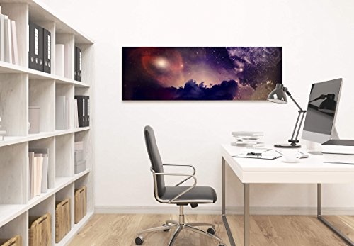 Paul Sinus Art Leinwandbilder | Bilder Leinwand 150x50cm Sternen Galaxie