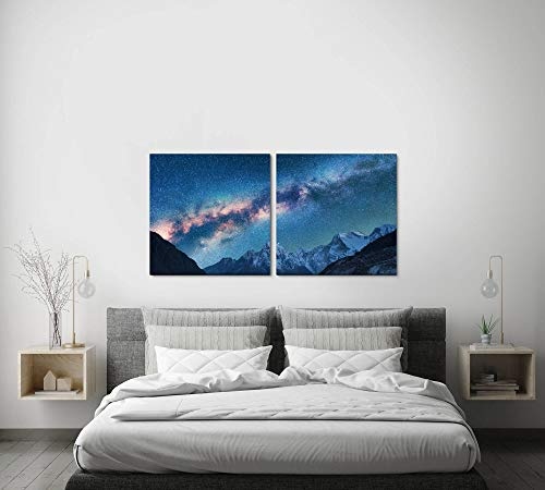 Paul Sinus Art GmbH Milchstraße 120x60cm - 2 Wandbilder je 60x60cm Kunstdruck modern Wandbilder XXL Wanddekoration Design Wand Bild