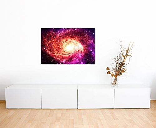 Paul Sinus Art Kunstfoto auf Leinwand 60x40cm Illustration - Magenta Galaxie auf Leinwand Exklusives Wandbild Moderne Fotografie für Ihre Wand in Vielen Größen