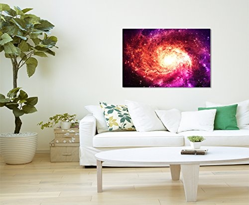 Paul Sinus Art Kunstfoto auf Leinwand 60x40cm Illustration - Magenta Galaxie auf Leinwand Exklusives Wandbild Moderne Fotografie für Ihre Wand in Vielen Größen