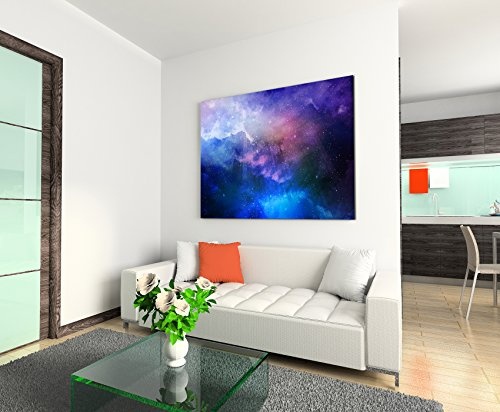 Paul Sinus Art Kunstfoto auf Leinwand 60x40cm Welltraum mit Sternenstaub und Galaxie auf Leinwand Exklusives Wandbild Moderne Fotografie für Ihre Wand in Vielen Größen