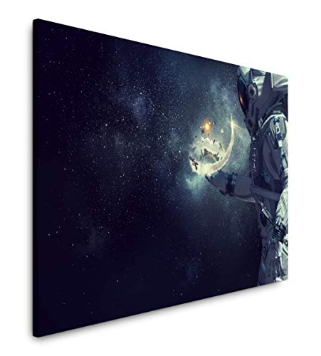 Paul Sinus Art Astronaut 100 x 70 cm Inspirierende Fotokunst in Museums-Qualität für Ihr Zuhause als Wandbild auf Leinwand in
