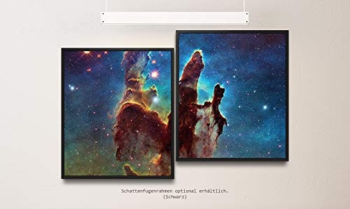 Paul Sinus Art Sonnensystem 130 x 90 cm (2 Bilder ca. 75x65cm) Leinwandbilder fertig im Schattenfugenrahmen SCHWARZ Kunstdruck XXL modern