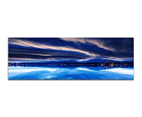 Paul Sinus Art Panoramabild auf Leinwand und Keilrahmen 150x50cm Slowakei See Berge Milchstraße Spiegelung