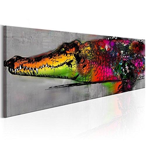 murando - Bilder 150x50 cm Vlies Leinwandbild 1 TLG Kunstdruck modern Wandbilder XXL Wanddekoration Design Wand Bild - Tier Alligator bunt g-C-0018-b-b
