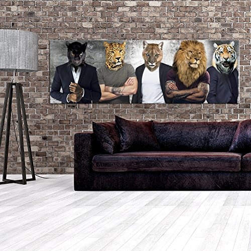 murando - Bilder Tier 150x50 cm Vlies Leinwandbild 1 TLG Kunstdruck modern Wandbilder XXL Wanddekoration Design Wand Bild - Löwe Leopard h-C-0056-b-a