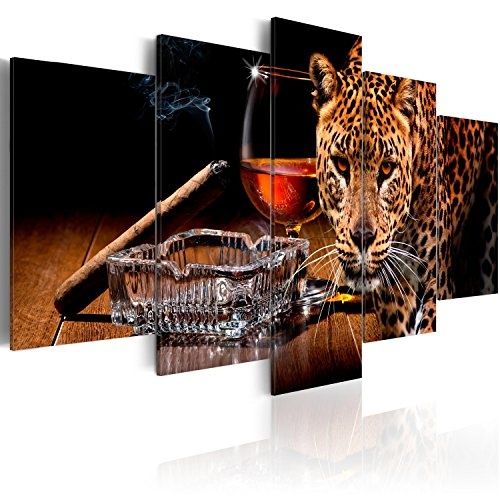 murando Akustikbild Tiger Tier 200x100 cm Bilder Hochleistungsschallabsorber Schallschutz Leinwand Akustikdämmung 5 TLG Wandbild Raumakustik Schalldämmung n-C-0015-b-m