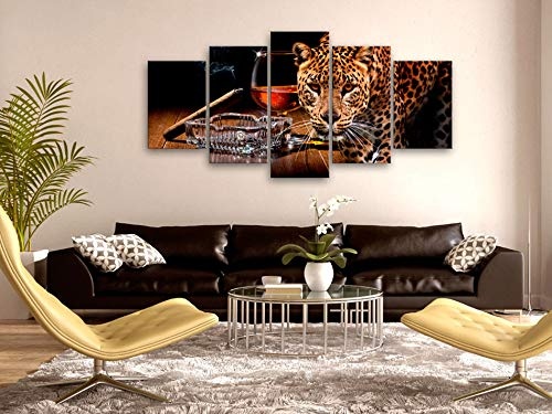 murando Akustikbild Tiger Tier 200x100 cm Bilder Hochleistungsschallabsorber Schallschutz Leinwand Akustikdämmung 5 TLG Wandbild Raumakustik Schalldämmung n-C-0015-b-m