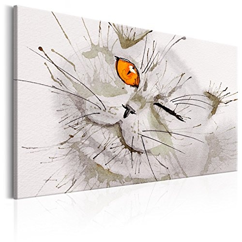 murando - Bilder Katze 120x80 cm Vlies Leinwandbild 1 TLG Kunstdruck modern Wandbilder XXL Wanddekoration Design Wand Bild - wie gemalt Aquarelle Tier g-B-0035-b-a