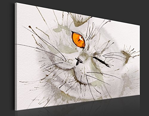 murando - Bilder Katze 120x80 cm Vlies Leinwandbild 1 TLG Kunstdruck modern Wandbilder XXL Wanddekoration Design Wand Bild - wie gemalt Aquarelle Tier g-B-0035-b-a