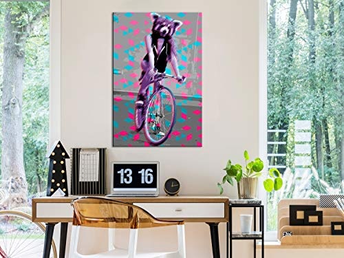 murando Akustikbild Jugendzimmer 80x120 cm Bilder Hochleistungsschallabsorber Schallschutz Leinwand Akustikdämmung 1 TLG Wandbild Raumakustik Schalldämmung - Fahrrad Tier bunt i-C-0140-b-a
