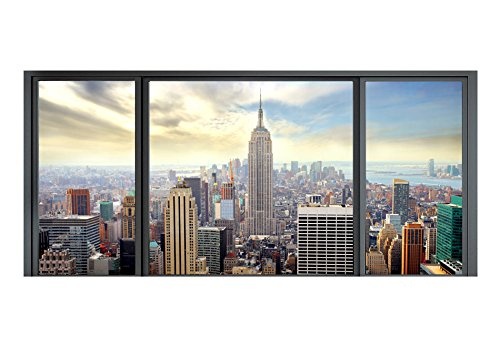 murando - Eckfototapete New York 550x250 cm - Vlies Tapete - Moderne Wanddeko - Design Tapete - Wandtapete - Wand Dekoration - Stadt City Panorama Fenster NYC c-A-0046-a-a