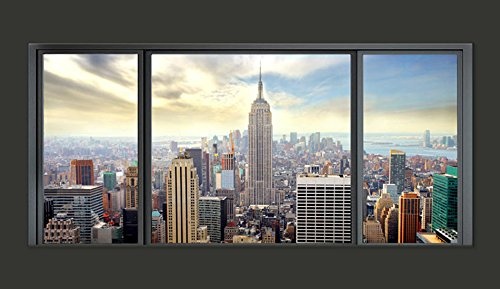 murando - Eckfototapete New York 550x250 cm - Vlies Tapete - Moderne Wanddeko - Design Tapete - Wandtapete - Wand Dekoration - Stadt City Panorama Fenster NYC c-A-0046-a-a