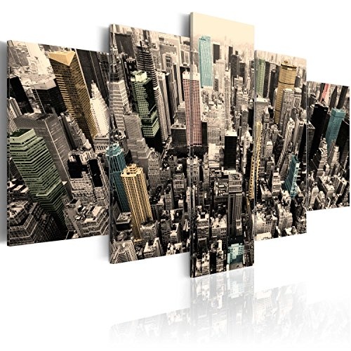 murando Akustikbild New York 225x112 cm Bilder Hochleistungsschallabsorber Schallschutz Leinwand Akustikdämmung 5 TLG Wandbild Raumakustik Schalldämmung 030111-10