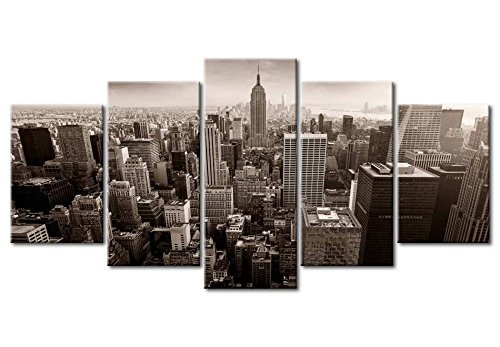 murando Akustikbild New York 200x100 cm Bilder Hochleistungsschallabsorber Schallschutz Leinwand Akustikdämmung 5 TLG Wandbild Raumakustik Schalldämmung d-B-0065-b-m