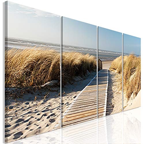 murando - Bilder Strand Meer 160x60 cm - Vlies Leinwandbild - 4 TLG - Kunstdruck - modern - Wandbilder XXL - Wanddekoration - Design - Wand Bild - Natur c-B-0390-b-i