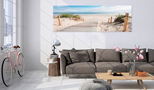 murando - Bilder Strand 120x40 cm Vlies Leinwandbild 1 TLG Kunstdruck modern Wandbilder XXL Wanddekoration Design Wand Bild - Landschaft Meer c-B-0158-b-a