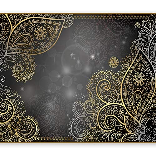 murando - Fototapete 350x256 cm - Vlies Tapete - Moderne Wanddeko - Design Tapete - Wandtapete - Wand Dekoration - Orient Ornament bokeh grau gold f-A-0146-a-d