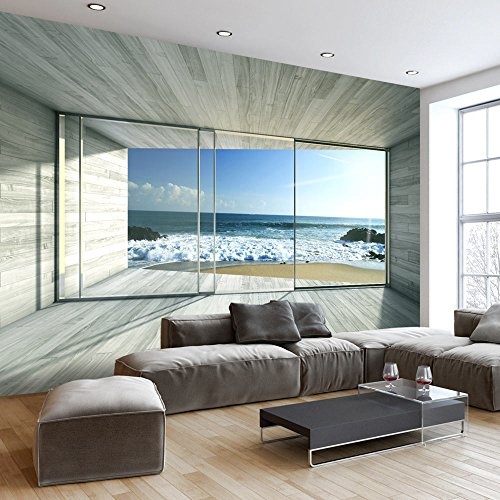 murando - Fototapete Meer Fenster 350x256 cm - Vlies...