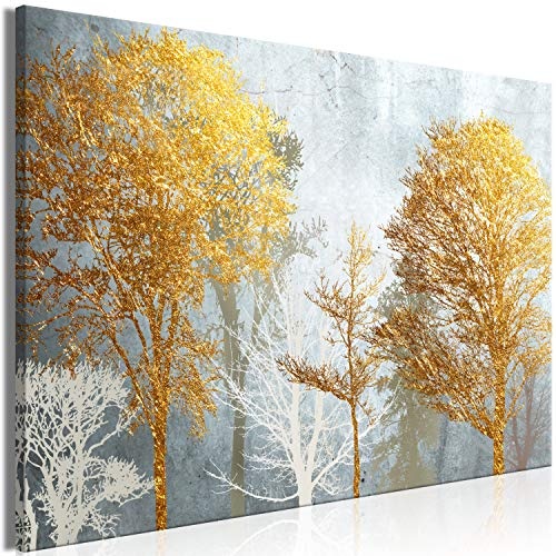 murando - Bilder Bäume 120x80 cm Leinwandbild 1 TLG Kunstdruck modern Wandbilder XXL Wanddekoration Design Wand Bild - Wald Abstrakt Gold a-A-0424-b-a
