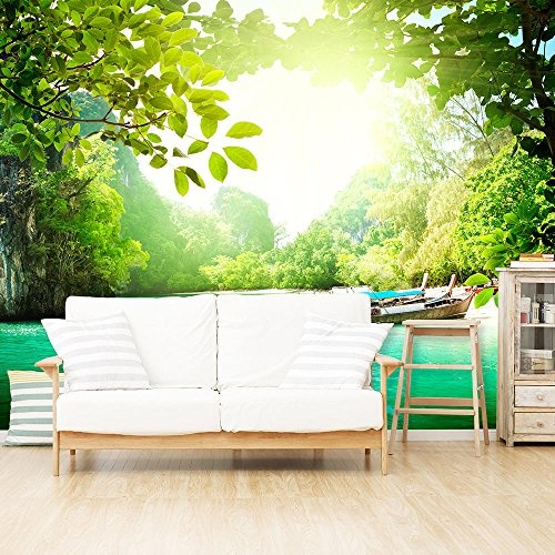 murando - Fototapete Landschaft 350x256 cm - Vlies Tapete - Moderne Wanddeko - Design Tapete - Wandtapete - Wand Dekoration - Natur Thailand Bäume grün c-B-0237-a-a