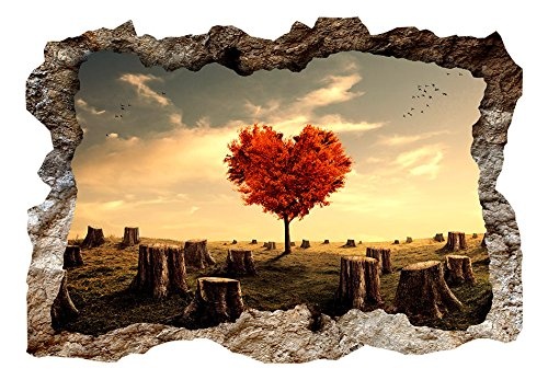 3D WANDILLUSION murando 140x100 cm Wandbild - Fototapete - Poster XXL - Loch 3D - Vlies Leinwand - Panorama Bilder - Dekoration - Baum Herz Landschaft Natur c-B-0228-t-a