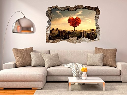 3D WANDILLUSION murando 140x100 cm Wandbild - Fototapete - Poster XXL - Loch 3D - Vlies Leinwand - Panorama Bilder - Dekoration - Baum Herz Landschaft Natur c-B-0228-t-a