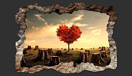 3D WANDILLUSION murando 140x100 cm Wandbild - Fototapete - Poster XXL - Loch 3D - Vlies Leinwand - Panorama Bilder - Dekoration - Baum Herz Landschaft Natur c-B-0228-t-a