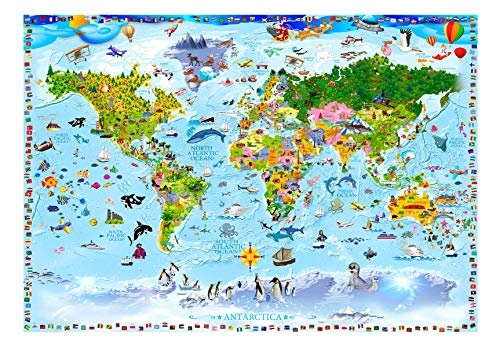 murando - Fototapete Weltkarte für Kinder 200x140 cm - Vlies Tapete - Moderne Wanddeko - Design Tapete - Wandtapete - Wand Dekoration - Kindertapete e-A-0102-a-a