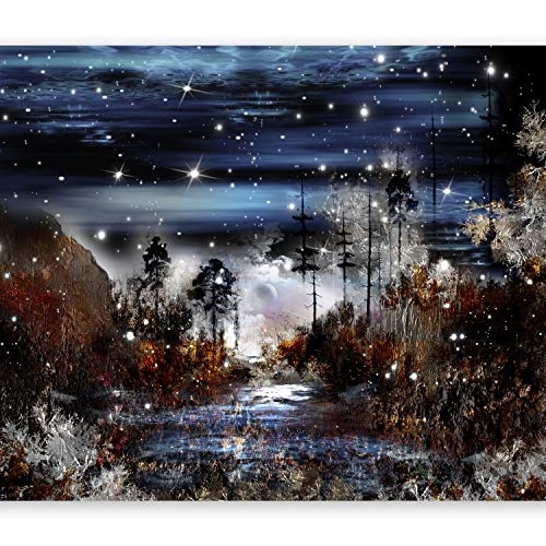 murando - Fototapete selbstklebend 294x210 cm decor Tapeten Wandtapete klebend Klebefolie Dekofolie Tapetenfolie - Landschaft Wald Nacht c-A-0038-a-d