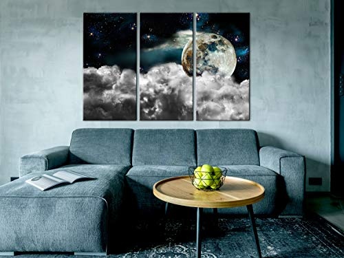 murando Akustikbild Nachthimmel 135x90 cm Bilder Hochleistungsschallabsorber Schallschutz Leinwand Akustikdämmung 3 TLG Wandbild Raumakustik Schalldämmung Mond Nacht Wolken b-C-0190-b-e