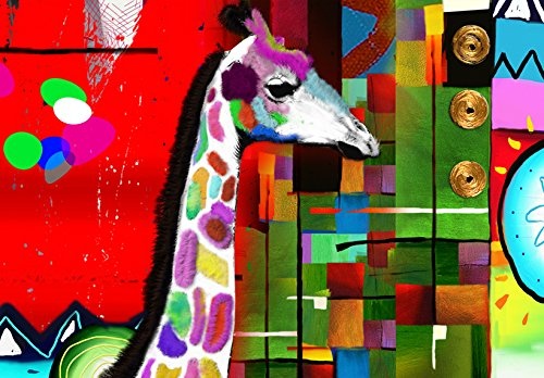murando Akustikbild 135x45 cm Bilder Hochleistungsschallabsorber Schallschutz Leinwand Akustikdämmung 1 TLG Wandbild Raumakustik Schalldämmung - Abstrakt Tier Giraffe g-A-0114-b-b