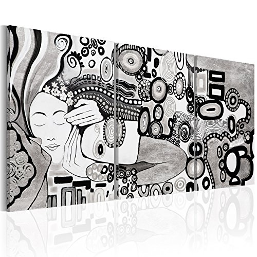 murando - Bilder 120x60 cm Vlies Leinwandbild 3 Teilig Kunstdruck modern Wandbilder XXL Wanddekoration Design Wand Bild - Abstrakt Gustav Klimt Kuss - wie gemalt a-A-0272-b-e