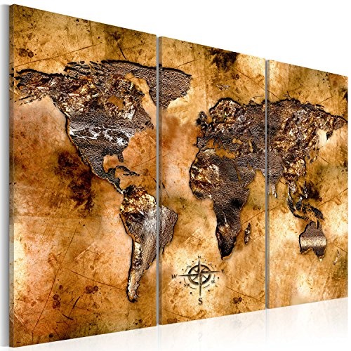murando - Bilder 135x90 cm - Leinwandbilder - Fertig Aufgespannt - Vlies Leinwand - 3 Teilig Wandbilder XXL - Kunstdrucke - Wandbild - Weltkarte k-A-0003-b-f