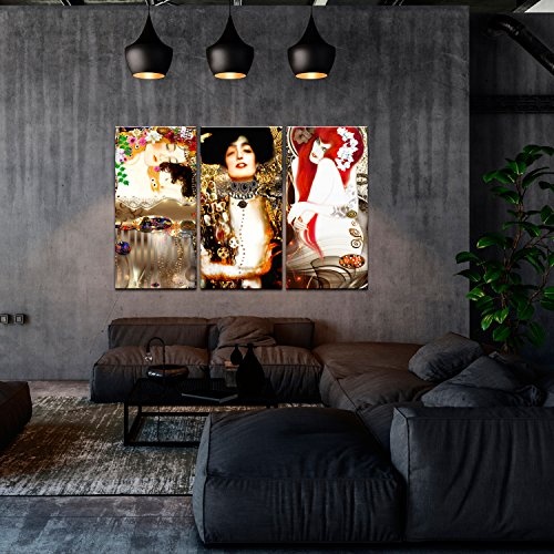 murando - Bilder Gustav Klimt 135x90 cm Vlies Leinwandbild 3 Teilig Kunstdruck modern Wandbilder XXL Wanddekoration Design Wand Bild - Frau Abstrakt Gold l-A-0013-b-e