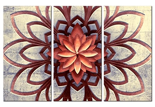 murando - Bilder Mandala 135x90 cm Vlies Leinwandbild 3 Teilig Kunstdruck modern Wandbilder XXL Wanddekoration Design Wand Bild - Blumen Beton f-A-0677-b-e