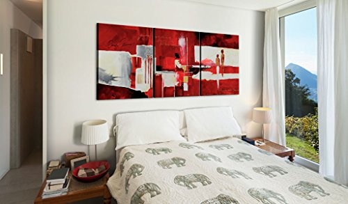 murando handgemalte Bilder 180x80cm Gemälde 3 TLG rot beige 92279
