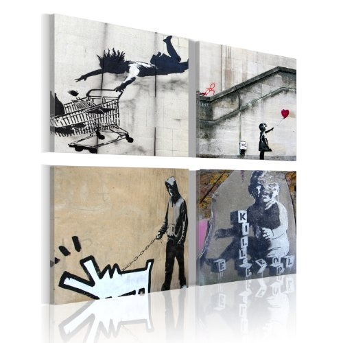murando - Bilder 40x40 cm Vlies Leinwandbild 4 Teilig Kunstdruck modern Wandbilder XXL Wanddekoration Design Wand Bild - Banksy 020115-7