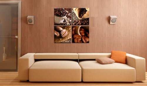 murando - Bilder 80x80 cm Vlies Leinwandbild 4 Teilig Kunstdruck modern Wandbilder XXL Wanddekoration Design Wand Bild - Kaffee 9070017