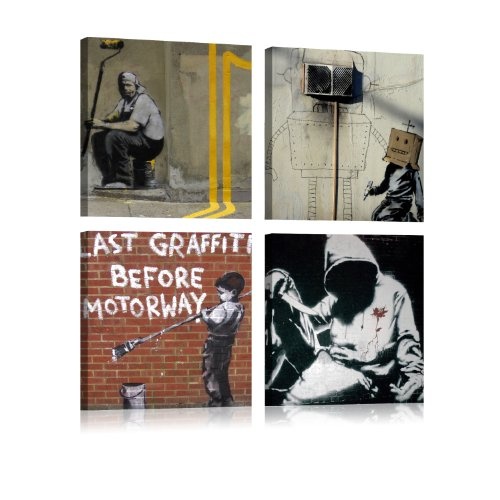 murando - Bilder 40x40 cm Vlies Leinwandbild 4 Teilig Kunstdruck modern Wandbilder XXL Wanddekoration Design Wand Bild - Banksy 020115-8