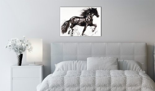 murando handgemalte Bilder Pferd 77x55cm Gemälde 1 TLG schwarz weiß 8235
