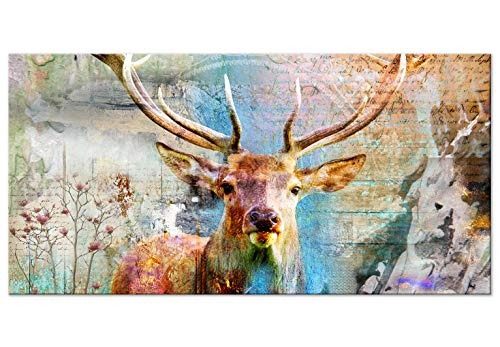 murando Mega XXXL Hirsch Wandbild 170x85 cm - Einzigartiger XXL Kunstdruck zur Selbstmontage Leinwandbilder Moderne Bilder Wanddekoration - Deer Tiere Vintage g-C-0060-ak-f