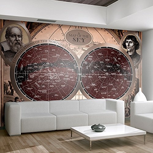 murando - Fototapete 50x35 cm - Vlies Tapete - Moderne Wanddeko - Design Tapete - Wandtapete - Wand Dekoration - Sternkarte Sternzeichen Karte Atlas Foto Vintage Antik Welt f-A-0088-a-b