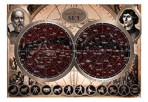 murando - Fototapete 50x35 cm - Vlies Tapete - Moderne Wanddeko - Design Tapete - Wandtapete - Wand Dekoration - Sternkarte Sternzeichen Karte Atlas Foto Vintage Antik Welt f-A-0088-a-b