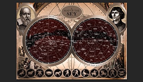 murando - Fototapete 50x35 cm - Vlies Tapete - Moderne Wanddeko - Design Tapete - Wandtapete - Wand Dekoration - Sternkarte Sternzeichen Karte Atlas Foto Vintage Antik Welt f-A-0088-a-b