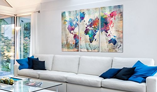 murando - Acrylglasbild Weltkarte 120x80 cm - 3 Teilig - Bilder Wandbild - modern - Decoration k-A-0178-k-e