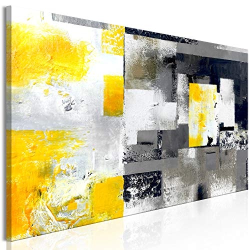 murando - Bilder Abstrakt 150x50 cm Vlies Leinwandbild 1 TLG Kunstdruck modern Wandbilder XXL Wanddekoration Design Wand Bild - gelb grau schwarz weiß a-A-0433-b-a