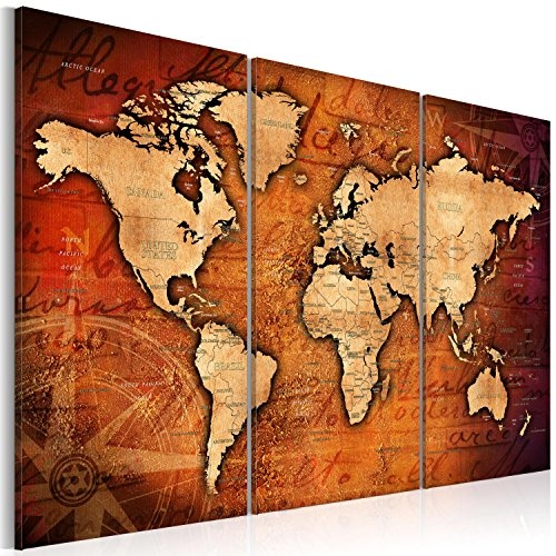 murando - Acrylglasbild Weltkarte 120x80 cm - 3 Teilig - Glasbilder - Wandbilder XXL - Wandbild - Bilder - Weltkarte Welt Karte Kontinente Landkarte k-A-0066-k-b 120x80 cm