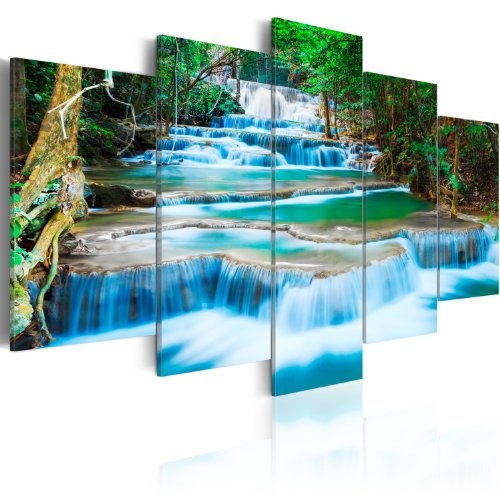 murando - Acrylglasbild Landschaft 100x50 cm - 5 Teilig - Bilder Wandbild - modern - Decoration - Natur Wasserfall Thailand Baum Wald b-B-0080-k-m