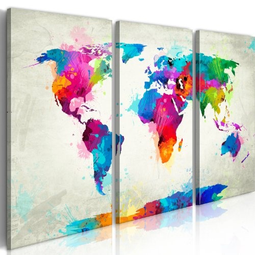 murando - Acrylglasbild Weltkarte 120x80 cm 3 Teilig - Bilder Wandbild - modern - Decoration Landkarte Karte Welt Kontinente k-C-0015-k-e